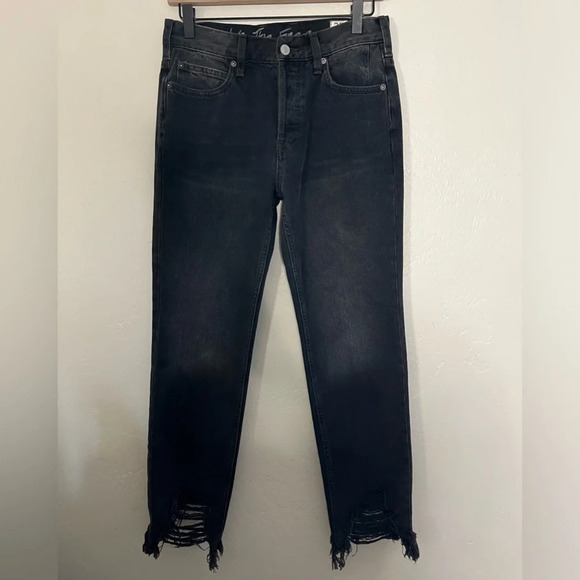 Free People Maggie Distressed Jeans black Sz 25 - Picture 4 of 13